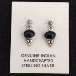 Sterling Silver earrings with small black bead